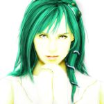  cielo_(zaki) cielozaki green_eyes green_hair kochiya_sanae lips photorealistic realistic simple_background touhou 