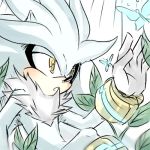  animal animal_ears blush butterfly nature silver_the_hedgehog sonic_the_hedgehog yellow_eyes 