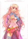  blonde_hair blue_eyes breasts bunny_shake cleavage coat garters long_hair macross macross_frontier open_clothes open_shirt scarf sheryl_nome shirt skirt solo star unbuttoned 