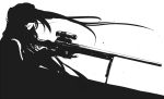  grayscale gun hatsune_miku monochrome smile sniper spy_ga_oppai_(vocaloid) toranpurin vocaloid weapon white white_background 
