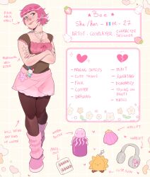  1girl absurdres beebeedibapbeediboop bottle broken_heart character_doll crossed_arms doll fake_nails food fruit headphones heart highres jellyfish leg_warmers lips nose nostril_piercing original pantyhose pink_skirt rabbit real_life sanrio seashell shell skirt smile solo strawberry stuffed_animal stuffed_toy sun themed_object unworn_headphones usahana wallet water_bottle 