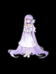  1girl absurdly_long_hair bandage_over_one_eye bandaged_arm bandaged_leg bandages chinese_commentary commentary_request dress fate/extra fate/extra_ccc fate/extra_ccc_fox_tail fate_(series) full_body highres kingprotea_(fate) lioyu_f long_hair medium_dress purple_hair solo very_long_hair violet_eyes white_dress 