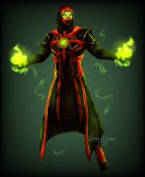 1boy 2021 ermac floating greenriissan hood magic male male_focus male_only mortal_kombat mortal_kombat_11 ninja ninja_mask