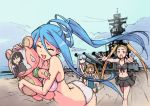  4girls aoki_hagane_no_arpeggio battleship bikini bikini_skirt blue_hair chihaya_gunzou doll haruna_(aoki_hagane_no_arpeggio) highres iona kirishima_(aoki_hagane_no_arpeggio) multiple_girls school_swimsuit swimsuit takao_(aoki_hagane_no_arpeggio) 