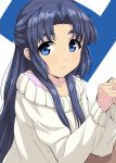 asakura_ryouko blue_eyes blue_hair casual long_hair namamo_(kura) suzumiya_haruhi_no_shoushitsu suzumiya_haruhi_no_yuuutsu sweater 