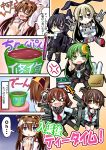  &gt;_&lt; 6+girls :&gt; :3 ahoge black_hair blonde_hair blush_stickers book breasts brown_eyes brown_hair bucket closed_eyes eyepatch fang green_eyes green_hair grin hair_ornament hair_ribbon hairband half_updo hand_on_hip headgear hug ichimi ikazuchi_(kantai_collection) inazuma_(kantai_collection) innertube japanese_clothes kantai_collection kongou_(kantai_collection) machinery multiple_girls nagatsuki_(kantai_collection) open_clothes open_mouth open_shirt pantyhose personification pointing rensouhou-chan ribbon sailor_dress shimakaze_(kantai_collection) siblings sisters smile striped striped_legwear sweatdrop sword tea tenryuu_(kantai_collection) thigh-highs tongue translated turret weapon yellow_eyes 