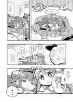  4girls admiral_(kantai_collection) bare_shoulders comic detached_sleeves hairband haruna_(kantai_collection) hat herada_mitsuru highres japanese_clothes kantai_collection kongou_(kantai_collection) long_hair monochrome multiple_girls naval_uniform open_mouth personification skirt wide_sleeves 