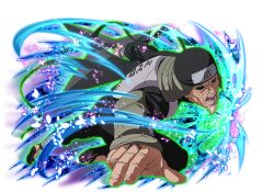  1boy armor black_jacket black_pants black_sclera brown_eyes colored_sclera facial_hair forehead_protector full_body goatee helmet holding holding_shuriken holding_weapon huge_weapon jacket japanese_armor konohagakure_symbol looking_at_viewer naruto_(series) naruto_shippuuden naruto_shippuuden:_ultimate_ninja_blazing official_art old old_man open_mouth pants sandals sarutobi_hiruzen shuriken solo teeth weapon 