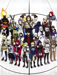  6+boys 6+girls abs ahoge armor artoria_caster_(fate) artoria_caster_(third_ascension)_(fate) artoria_pendragon_(fate) ashwatthama_(fate) ashwatthama_(second_ascension)_(fate) baobhan_sith_(fate) baobhan_sith_(first_ascension)_(fate) bare_shoulders black_hair black_pantyhose blonde_hair bow breastplate breasts closed_eyes closed_mouth commentary commission detached_sleeves emiya_shirou english_commentary ereshkigal_(fate) fate/grand_order fate_(series) fire fujimaru_ritsuka_(male) fujimaru_ritsuka_(male)_(mage's_association_uniform) green_hair hair_bow hat head_wings helmet high_heels highres hood kama_(fate) kama_(young)_(fate) katou_danzou_(fate) koyanskaya_(fate) koyanskaya_(foreigner)_(first_ascension)_(fate) kukulkan_(fate) kukulkan_(first_ascension)_(fate) lancelot_(fate/zero) lancelot_(third_ascension)_(fate/grand_order) large_breasts lazyartlazy12 long_hair looking_at_viewer medium_breasts medium_hair merlin_(fate) merlin_(fate/prototype) multicolored_hair multiple_boys multiple_girls muscular muscular_male nagao_kagetora_(fate) nitocris_(fate) nitocris_alter_(fate) nitocris_alter_(third_ascension)_(fate) oberon_(fate) oberon_(third_ascension)_(fate) olrun_(fate) one_eye_closed open_mouth orange_hair ortlinde_(fate) pantyhose ponytail purple_hair red_hair red_thighhighs saber_(fate) saber_(honkai:_star_rail)_(fate) scathach-skadi_(fate) scathach_(fate) senji_muramasa_(fate) senji_muramasa_(second_ascension)_(fate) short_hair small_breasts smile smirk storm_border super_orion_(fate) thigh-highs thrud_(fate) tristan_(fate) tristan_(third_ascension)_(fate) uesugi_kenshin_(first_ascension)_(fate) valkyrie_(fate) white_hair white_hat wings 