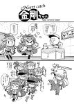  4girls admiral_(kantai_collection) akatsuki_(kantai_collection) bare_shoulders character_request comic detached_sleeves hairband haruna_(kantai_collection) hat herada_mitsuru hibiki_(kantai_collection) highres ikazuchi_(kantai_collection) inazuma_(kantai_collection) japanese_clothes kantai_collection kongou_(kantai_collection) long_hair monochrome multiple_girls naval_uniform open_mouth personification skirt wide_sleeves wo-class_aircraft_carrier 