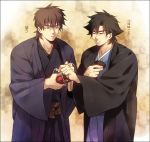  2boys black_hair brown_hair emiya_kiritsugu fate/zero fate_(series) japanese_clothes kimono kotomine_kirei multiple_boys zihad 
