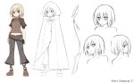  bust character_sheet copyright_name looking_at_viewer partially_colored pixiv_fantasia pixiv_fantasia_5 red_eyes short_hair simple_background sky_(freedom) solo weapon white_background 
