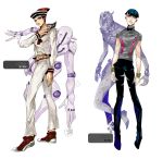  4boys artist_name black_hair byam dixie_cup_hat higashikata_joushuu higashikata_jousuke_(jojolion) highres jojo_no_kimyou_na_bouken jojolion multiple_boys sailor soft_&amp;_wet stand_(jojo) 