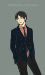  1boy alternate_costume black_hair eren_jaeger green_eyes necktie open_mouth shingeki_no_kyojin short_hair solo suit 