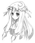  1girl hat long_hair monochrome patchouli_knowledge simple_background sky_(freedom) solo touhou very_long_hair white_background 