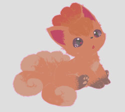  animal_focus black_eyes commentary full_body grey_background hinekure looking_at_viewer no_humans open_mouth pawpads pokemon pokemon_(creature) simple_background solo vulpix 