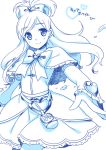  1girl character_request heart long_hair magical_girl monochrome precure simple_background smile solo touon translation_request white_background 