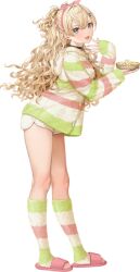  1girl black_choker blonde_hair choker dessert dolphin_shorts food full_body grey_eyes hair_ornament hairband hairclip hishimochi hood hooded_jacket hoshiakari_(c2_kikan) jacket kantai_collection long_hair looking_at_viewer minneapolis_(hinamatsuri)_(kancolle) minneapolis_(kancolle) minneapolis_kai_(kancolle) mochi multicolored_jacket multicolored_socks official_alternate_costume official_art pink_hairband pink_nails pink_slippers shoes shorts slippers smile socks solo standing striped_clothes striped_socks third-party_source transparent_background two_side_up wavy_hair white_shoes 