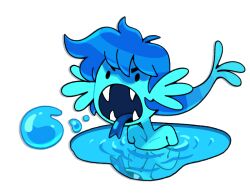  1girl :o blue_hair blue_tongue colored_tongue discount-supervillain fangs forked_tongue lapis_lazuli_(steven_universe) monster_girl nude open_mouth reflection reflective_liquid solo steven_universe the_legend_of_zelda tongue tongue_out toon_(style) upper_body water zora 