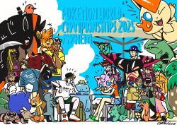  ! +++ 2025 ;d ? ?? angry aqua_eyes arms_up backpack backwards_cap bag black_bag black_hat blonde_hair blue_hat blue_overalls blue_shirt blue_shoes blue_shorts blue_sky braid bright_pupils brown_hair buizel bulbasaur chair charmander child closed_mouth clouds collared_shirt commentary copyright_name crossed_arms cup dark-skinned_female dark-skinned_male dark_skin day diagonal-striped_shirt double_bun dragapult dreepy dress drink drinking drinking_straw drinking_straw_in_mouth english_commentary fangs fire flame-tipped_tail fletchling fraxure glasses green_hair green_sandals green_shorts grey_shirt hair_bun hair_over_shoulder hand_on_another's_shoulder hat head_rest highres holding holding_cup holding_drink jigglypuff joltik machop mudsdale multiple_boys multiple_girls notice_lines official_artist_extra on_head on_shoulder one_eye_closed orange_shirt osare_graffiti outdoors overalls pawmot pink_dress pink_hair pink_shirt pink_tank_top pokemon pokemon_(creature) pokemon_on_head pokemon_on_shoulder pokemon_world_championships pokemon_world_championships_2025 poliwhirl polka_dot_hat purple_hair quagsire red_bag red_eyes red_hair red_hat red_shorts sandals sandile shirt shoes shorts signature single_braid sitting sky smile socks squirtle straw_hat sunglasses table tail tank_top two-tone_shirt tyranitar umbrella undercut v very_dark_skin victini white_pupils white_shirt white_shoes white_socks wooloo yellow_bag yellow_hat yellow_shirt yellow_shoes zoroark 