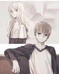  1boy 1girl caren_hortensia couch emiya_shirou fate/hollow_ataraxia fate_(series) habit muted_color raglan_sleeves tam_(cuq) 