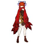  1girl bow cape hair_bow red_eyes redhead sekibanki shiro_(reptil) short_hair simple_background solo touhou white_background 