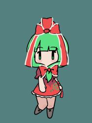  1girl animated animated_gif arm_ribbon blinking boots bow brown_boots brown_pantyhose chinese_commentary commentary_request dancing dress frilled_bow frilled_ribbon frills front_ponytail green_eyes green_hair hair_bow hair_ribbon highres kagiyama_hina long_hair looping_animation pantyhose red_bow red_dress ribbon solo spinning toorooo touhou wrist_ribbon 