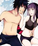  1boy 1girl artist_request black_hair blue_eyes female hyuuga_hinata long_hair male naruhina naruto naruto_shippuden purple_eyes purple_hair short_hair source_request uzumaki_naruto 