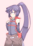  1girl akatsuki_(log_horizon) bare_shoulders blush detached_sleeves kamoto_tatsuya log_horizon long_hair ponytail purple_hair solo violet_eyes 