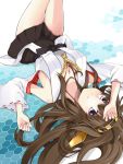  1girl brown_hair detached_sleeves double_bun japanese_clothes kantai_collection long_hair miko nontraditional_miko personification pleated_skirt skirt 