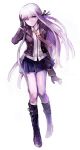  1girl dangan_ronpa gloves khj kirigiri_kyouko long_hair necktie purple_hair ribbon solo violet_eyes 