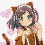  1girl animal_ears blue_eyes blush cat_ears cat_tail hentai_ouji_to_warawanai_neko kantoku maid_headdress official_art solo tail tsutsukakushi_tsukiko 