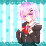  aoi_(kiyokiyoaomushi) blush heart highres purple_hair solo valentine violet_eyes 