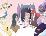 6+girls abra arbok barefoot bat_wings black_hair blonde_hair blue_eyes blue_hair clefairy crossed_arms crossover dragonite fangs game_boy gap gengar golbat hat highres houraisan_kaguya link_cable long_hair multiple_girls open_mouth pink_eyes pink_hair pokemon red_eyes remilia_scarlet saigyouji_yuyuko sandals shamisen_(syami_sen) short_hair sitting skirt skirt_set smile touhou triangular_headpiece wariza watatsuki_no_toyohime wings yakumo_yukari yasaka_kanako yellow_eyes