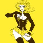  1girl braid genderswap ginmu giorno_giovanna jojo_no_kimyou_na_bouken pleated_skirt skirt solo thighhighs 