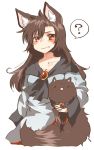  1girl ? animal_ears animalization blush brown_hair fang highres imaizumi_kagerou long_hair open_mouth rebecca_(keinelove) red_eyes solid_circle_eyes tail touhou wolf wolf_ears wolf_tail 