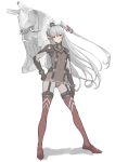  1girl adapted_costume amatsukaze_(kantai_collection) blush boots brown_hair clenched_hand covered_navel crossover evangelion:_3.0_you_can_(not)_redo hair_between_eyes hair_tubes hairband hand_on_thigh hat kantai_collection long_hair neon_genesis_evangelion plugsuit pose rebuild_of_evangelion red_boots rensouhou-kun see-through silver_hair simple_background solo souryuu_asuka_langley standing thigh-highs thigh_boots tsukino_wagamo two_side_up very_long_hair white_background 