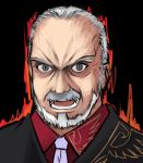  1boy 808 angry beard cape facial_hair grey_hair looking_at_viewer male necktie open_mouth solo umineko_no_naku_koro_ni ushiromiya_kinzou 