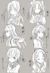  6+girls :d asashio_(kantai_collection) ayanami_(kantai_collection) blush bow crying crying_with_eyes_open hair_bobbles hair_bow hair_ornament hairclip heart inazuma_(kantai_collection) kagerou_(kantai_collection) kantai_collection long_hair long_sleeves mashayuki monochrome multiple_girls open_mouth personification satsuki_(kantai_collection) sazanami_(kantai_collection) school_uniform serafuku side_ponytail smile tears translation_request twintails 