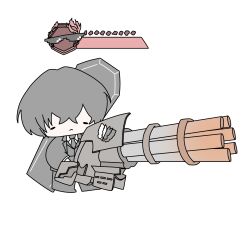  1boy black_hair black_necktie black_pants black_vest bug butterfly coffin collared_shirt commentary e.g.o_(project_moon) gameplay_mechanics gatling_gun highres index_(identity)_(project_moon) limbus_company lobotomy_corporation lobotomy_corporation_(identity)_(project_moon) minigun motois5 necktie pants project_moon shirt solemn_lament_(e.g.o) sunglasses untranslatable_commentary vest white_shirt yi_sang_(project_moon) 