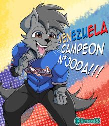  2026_world_baseball_classic baseball baseball_jersey furry highres jersey reymon spanish_text venezuela wolf world_baseball_classic 