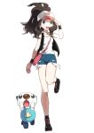  1girl bare_legs full_body mimizubare oshawott pokemon pokemon_(creature) pokemon_(game) pokemon_bw ponytail touko_(pokemon) 