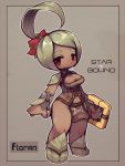  1girl blush breasts cleavage copyright_name crab_man floran green_hair leaf matter_manipulator plant_girl shoes solo star starbound tagme 