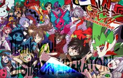  1other 6+boys 6+girls altea bare_shoulders bemmon bird black_dress black_hair blonde_hair blue_hair brown_eyes brown_hair closed_eyes coat commentary_request cool_boy_(digimon) copyright_name dark-skinned_male dark_skin digimon digimon_(creature) digimon_card_game digimon_liberator dinosaur dragon dress drill_hair elizamon espimon everyone fukunari_kanchi funbeemon ghostmon green_background green_jacket grey_hair group_picture hanimon helmet highres jacket kazama_shoto kazuki_suzune kinosaki_arisa kinosaki_mirai lab_coat lizard_tail long_hair maquinamon muchomon multicolored_hair multiple_boys multiple_girls omekamon one_eye_closed open_mouth orange_eyes pink_hair pteromon purple_hair red_jacket release_celebration ryutaro_williams sangomon shoemon short_hair streaked_hair sunarizamon sunglasses tail thank_you trading_card twin_drills two-tone_hair tyranomon unchained_(digimon) violet_eyes violet_inboots white_coat winr yao_qinglan yukidarumon yuuki_(digimon) zenith_(digimon) 