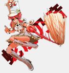  1girl baton boots dress foreshortening hat jakuzure_nonon kill_la_kill nekoperon pink_hair smile solo uniform 