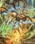  armor brown_hair cardfight!!_vanguard great_silver_wolf_garmore green_eyes long_hair monster official_art solo weapon 