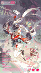  3girls absurdres angry ankle_garter annoyed arm_up asymmetrical_gloves asymmetrical_legwear bare_legs bare_shoulders bell belt bench black_belt black_choker black_gloves black_hair black_hat black_sash black_shoes black_sleeves blue_bow blurry blurry_background blush bow box braid braided_sidelock breasts brown_hair butterfly-shaped_pupils changze0331 chat_log chinese_commentary choker circle_facial_mark clothing_cutout club_(shape) collar commentary_request criss-cross_halter danmaku_comments detached_sleeves diamond_(shape) diamond_facial_mark diamond_on_cheek dress emoji english_text facial_mark floating_hair flower_tattoo fox_mask frilled_bow frilled_collar frilled_skirt frilled_sleeves frills from_above gift gift_box gloves grey_hair gun hair_intakes halterneck hand_on_own_hip hand_up hat hat_bow hat_ornament heart heart_facial_mark heart_on_cheek heart_print highres honkai:_star_rail honkai_(series) japanese_clothes jumping kimono laughing livestream long_hair long_sleeves looking_at_another looking_at_viewer looking_back looking_up mark_under_both_eyes mask mask_on_head mini_hat mini_top_hat mismatched_gloves mismatched_legwear mixed-language_text multicolored_hair multiple_girls neck_bell obi open_mouth park phone pink_eyes plaid_clothes plaid_sleeves planarcadia_(honkai:_star_rail) poker pool rabbit_ear_headwear rabbit_hat_ornament red_dress red_eyes red_hair red_kimono red_ribbon red_sleeves revolver ribbon road rope_legwear running sailor_collar sandals sash screen selfie selfie_stick semi-rimless_eyewear shadow shoes shoulder_cutout simple_background single_glove skirt smile snubnosed_revolver socks solo spade_(shape) sparkle_(honkai:_star_rail) sparxie_(honkai:_star_rail) sparxie_(sparxiconofficial)_(honkai:_star_rail) split-color_hair spoken_heart standing streaked_hair supplicant_mask symbol-shaped_pupils tattoo thigh-highs thumbs_up thumbs_up_emoji top_hat tree twintails two-tone_hair uneven_gloves very_long_hair weapon white_hair white_skirt white_socks wide_sleeves zoom_layer 