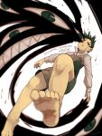  1boy barefoot black_hair blurry character_name copyright_name depth_of_field eyes fullmetal_alchemist male pride scratches soles solo spoilers suzuki_hayase 