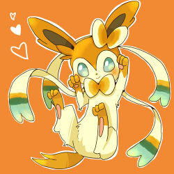  blue_eyes chuu-son closed_mouth commentary_request full_body heart highres looking_at_viewer no_humans outline pokemon pokemon_(creature) simple_background smile solo sylveon white_outline 