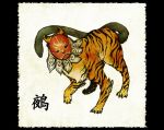  chimera fine_art_parody mask nihonga no_humans nue original parody shiro_(reptil) snake solo tiger youkai 